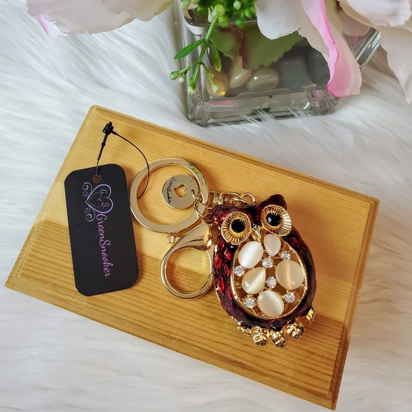 3D Rhinestone Owl Crystal Purse Bag Key Chain - Picture 3 of 7